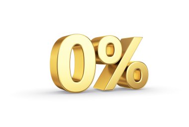 Altın 3d izole kırpma yolu ile yüzde simgesi - sıfır