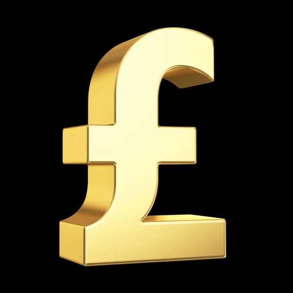 Golden currency symbol isolated on black with clipping path — Stock Photo, Image