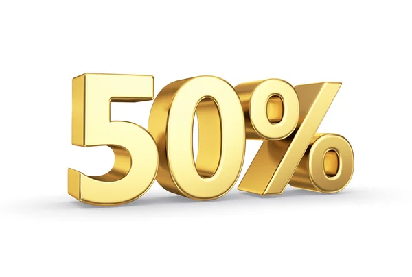 Golden 3D percentage icon - isolated with clipping path — Stock Photo, Image