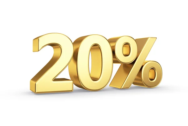 Golden 3D percentage icon - isolated with clipping path — Stock Photo, Image