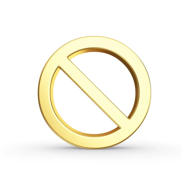Golden stop symbol isolated with clipping path on white — Stock Photo, Image
