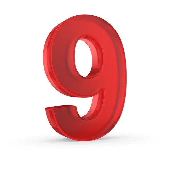 Red glass numbers with clipping path — Stock Photo, Image
