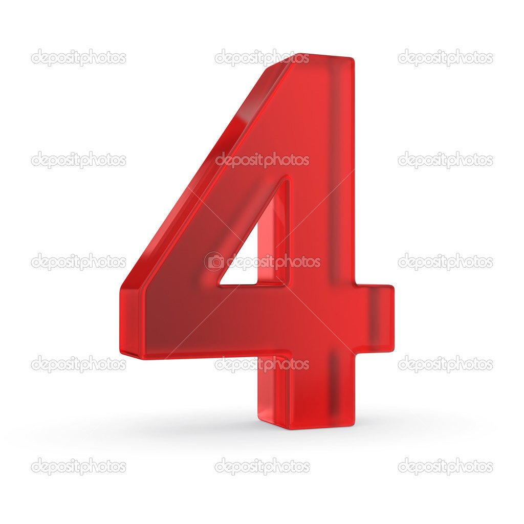 Red glass numbers with clipping path