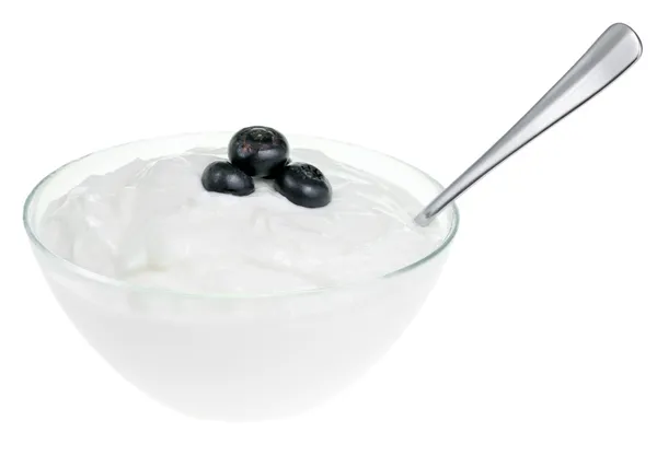 Tigela de iogurte e mirtilos — Fotografia de Stock