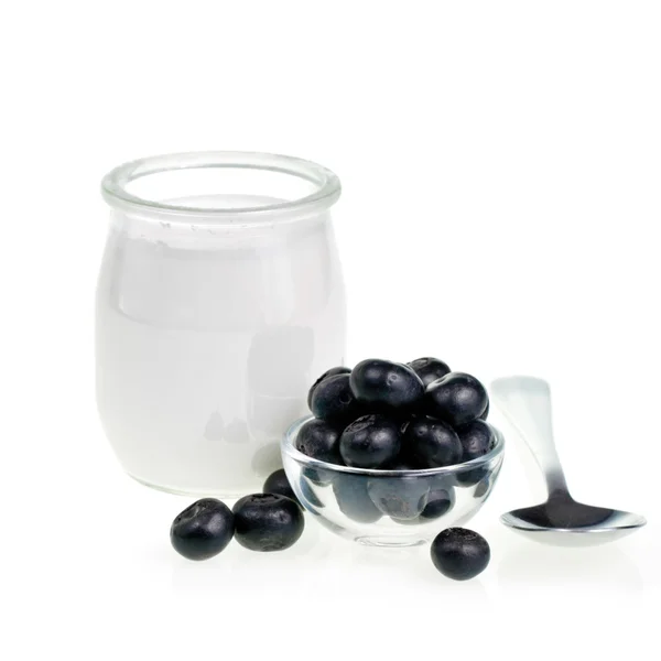 Iogurte e mirtilos — Fotografia de Stock