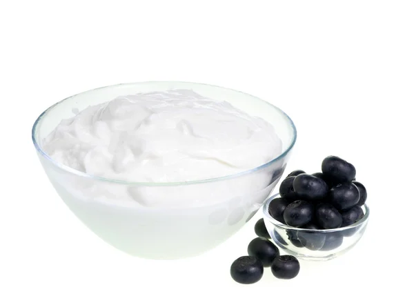 Joghurt und Blaubeeren — Stockfoto