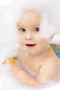 Baby bathing clipart