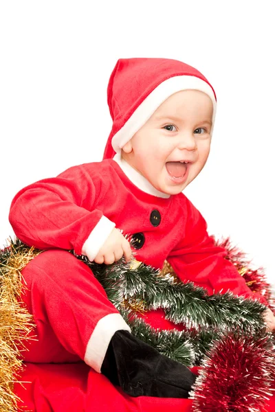 Bebek giyen Noel Baba kıyafeti — Stok fotoğraf