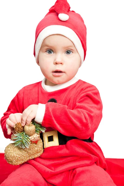 Bebek giyen Noel Baba kıyafeti — Stok fotoğraf