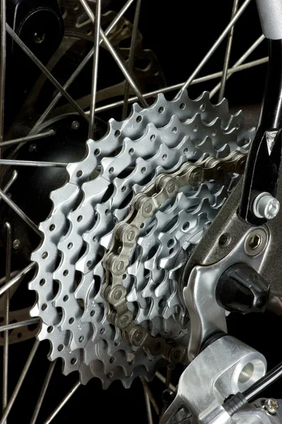 Rear MTB cassette with chain — Stock Photo, Image