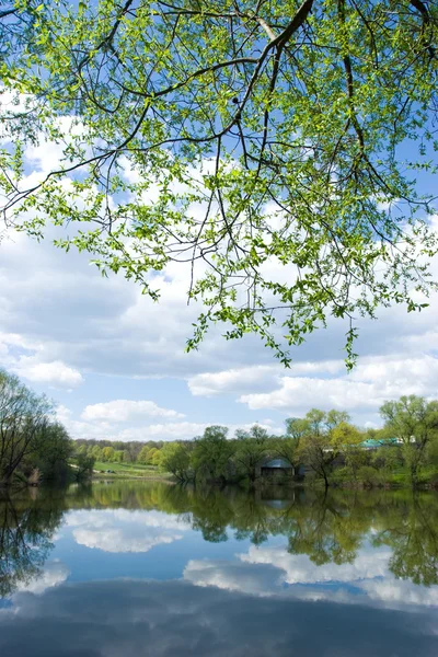 Clouds over pond — Stock Photo, Image