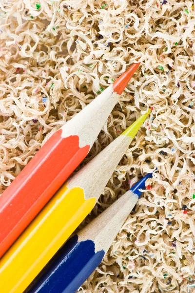 Colored pencils in shaving — Stock Photo, Image