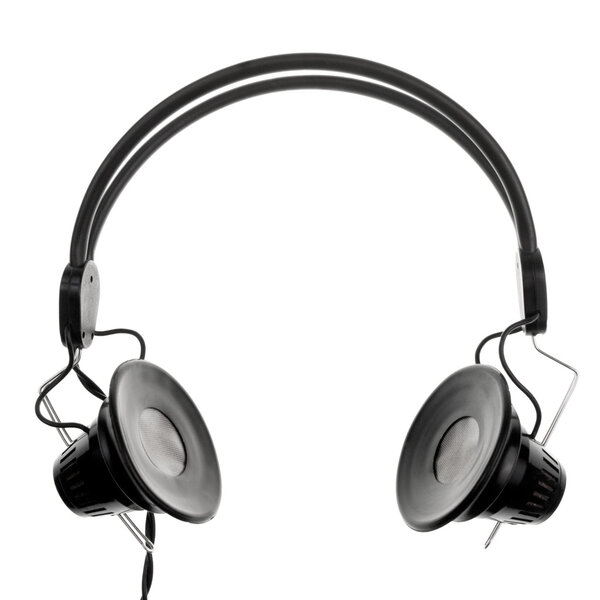 Vintage headphones on white background