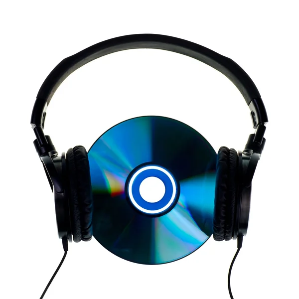 Headphones on CD — Stock Photo, Image