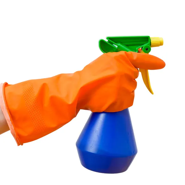 Hand holding spray bottle — Stock Photo, Image
