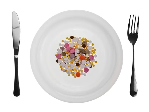 Dish with pills — Stock Photo, Image