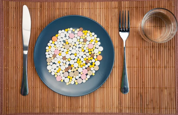 Plate with pills — Stock Photo, Image