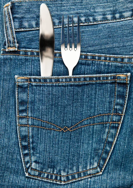 Flatware in a pocket — Stock Photo, Image