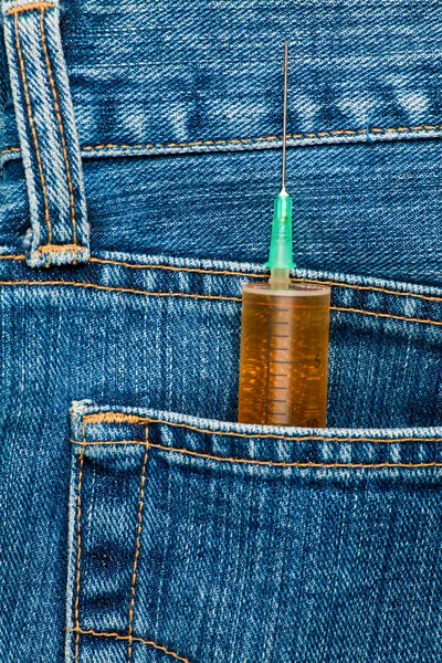Syringe in a pocket — Stock Photo, Image