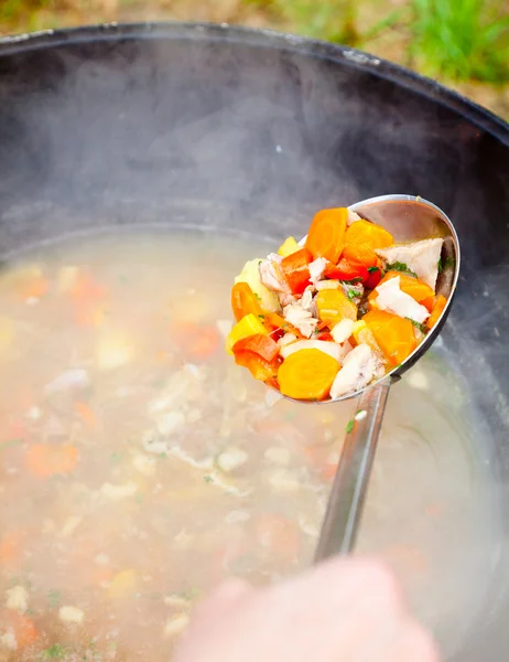 Cooking Chorba soup in Kazan — Stock Photo, Image