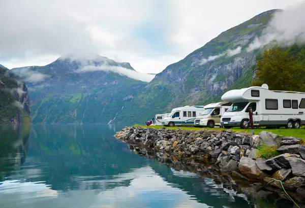 Camping by fjord Stock Photo
