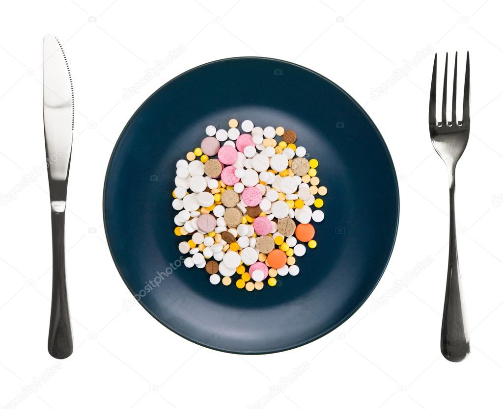 Dish with pills