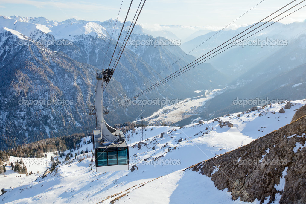 Cable car in Dolomites