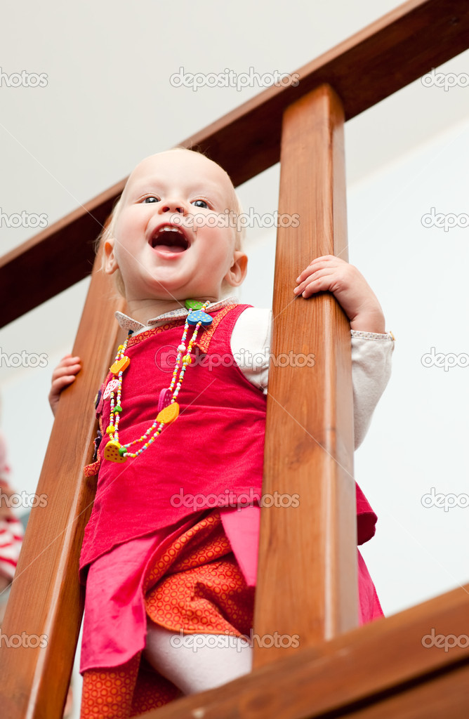 Toddler on staircase