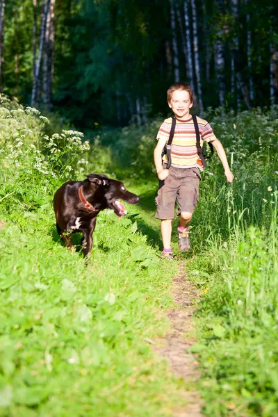 Enfant avec un chien — Photo