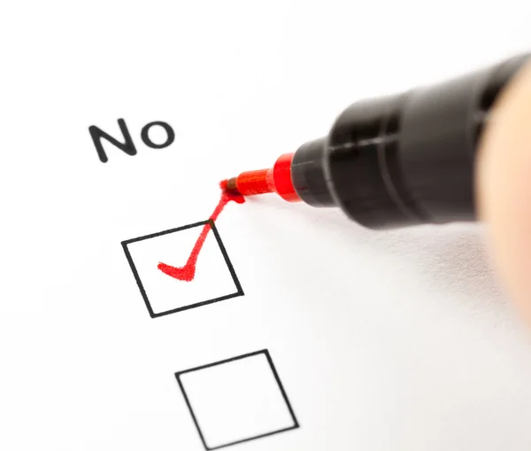 Negative answer in a checklist — Stock Photo, Image