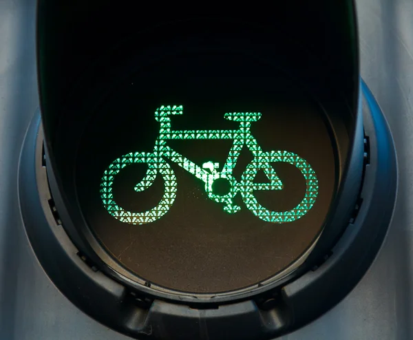 Зелений велосипед світлофор — стокове фото