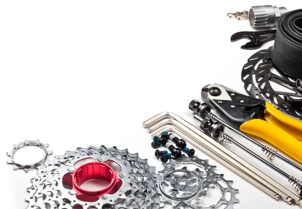 Cykel verktyg och reservdelar — Stockfoto