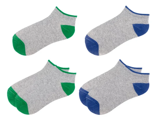 Γκρι Μπλε Και Πράσινο Επίπεδο Βαμβάκι Μείγμα Χαμηλό Κόψιμο Κάλτσες — Φωτογραφία Αρχείου