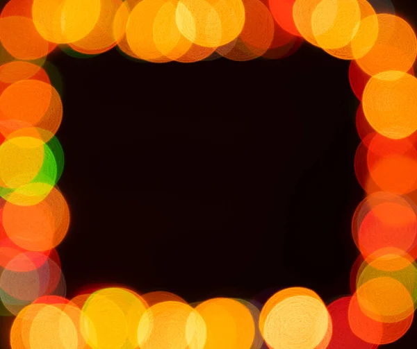Cadre Flou Lumières Noël Sur Fond Sombre — Photo