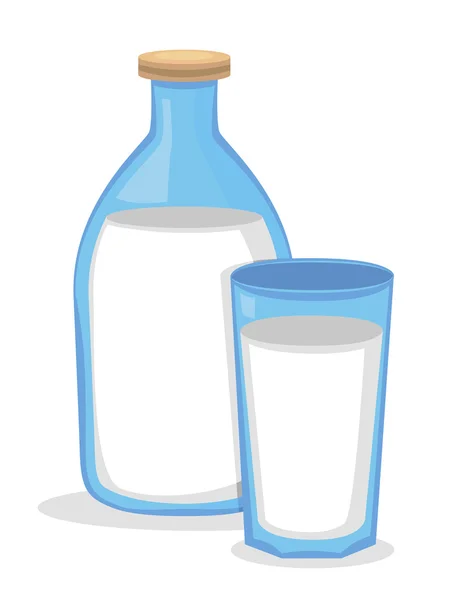 Vaso y botella de leche — Archivo Imágenes Vectoriales