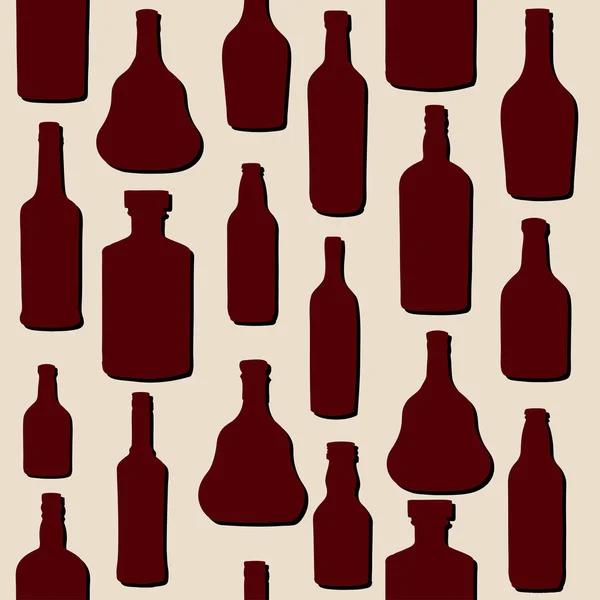 Vector illustration silhouette alcohol bottle seamless pattern — Stock Vector