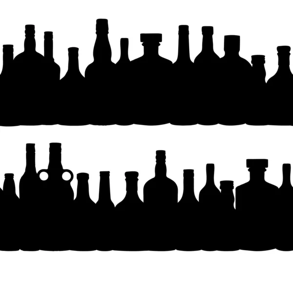 Vektor Illustration Silhouette Alkoholflasche nahtloses Muster — Stockvektor