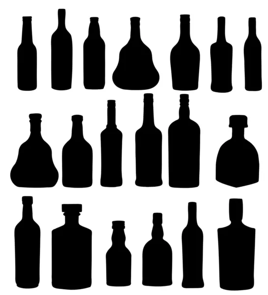 Vector illustration silhouette alcohol bottle — Stock Vector
