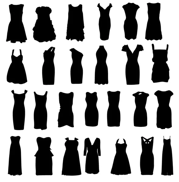 Ensemble de robes silhouette isolée sur fond blanc — Image vectorielle