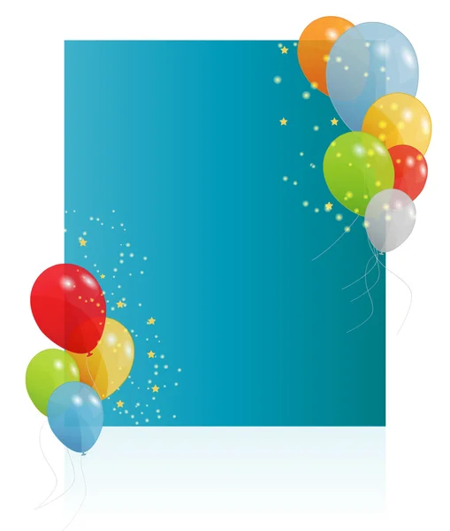 風船の色のついた誕生日カードベクトルイラスト — ストックベクタ