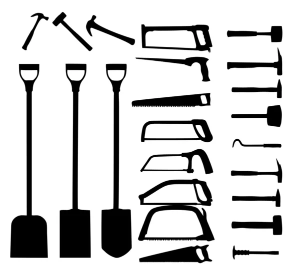 Set di utensili elettrici, pala, trapano, martello. Icona del vettore . — Vettoriale Stock