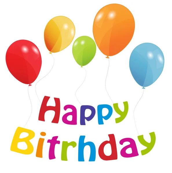Carte d'anniversaire avec des ballons colorés, illustration vectorielle — Image vectorielle