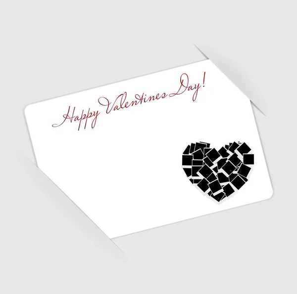 Happy Valentines Day card with heart. Vector illustration — Stock Vector