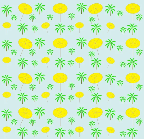 Palmiers, parapluies motif sans couture. Illustration vectorielle . — Image vectorielle