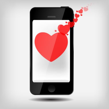 Kalpler vektör çizim ile soyut cep telefonu