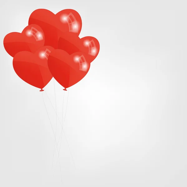 Kırmızı kalp balonlar illüstrasyon vektör — Stok Vektör