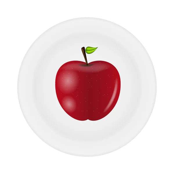 Dulce manzana sabrosa en placa vector ilustración — Vector de stock