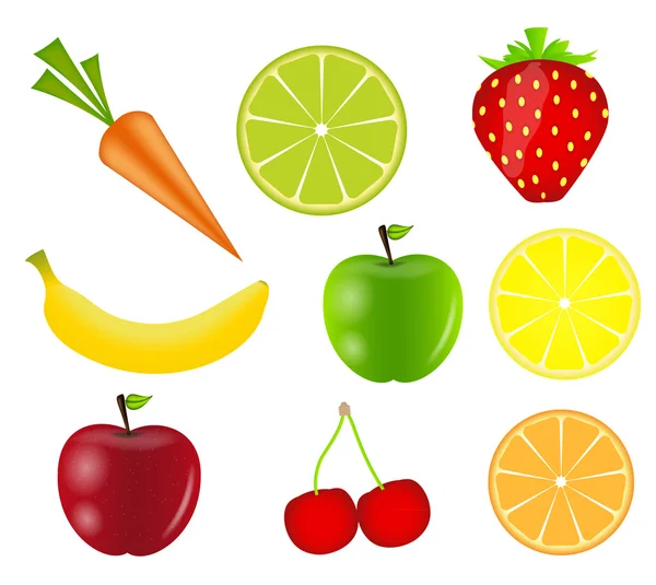 Ilustración vectorial frutas frescas — Vector de stock