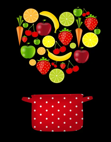 Ilustración vectorial frutas frescas — Vector de stock