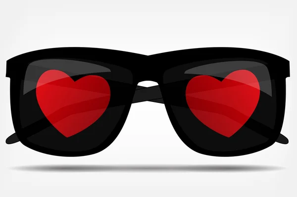 Gafas de sol con ilustración de vectores cardíacos — Vector de stock